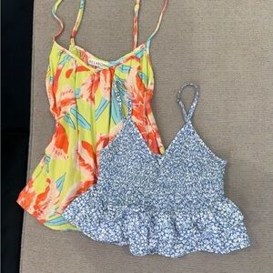 SOLD  Billabong Yellow Floral Tank with Blue Smocked Floral Cami